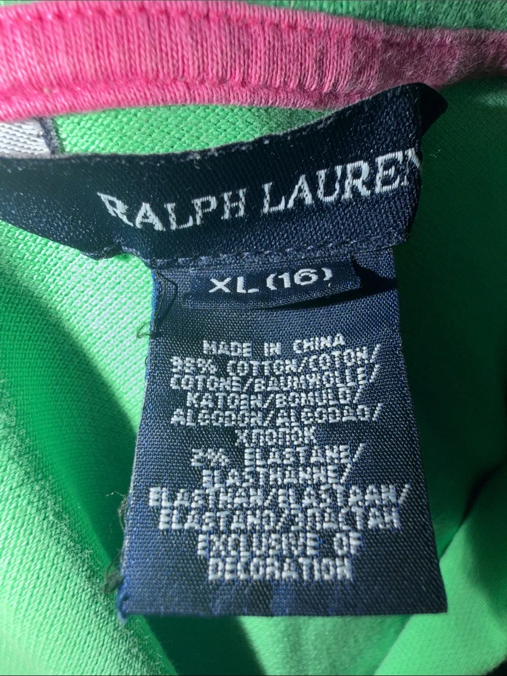 Ralph Lauren Girls' Mint Polo with Pink Logo Trim